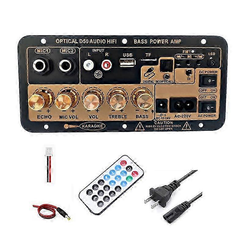 Bluetooth Digital Amplifier Board with Optical Audio Input Karaoke Amplifier Home/Car Subwoofer Amplifier Board(US Plug)
