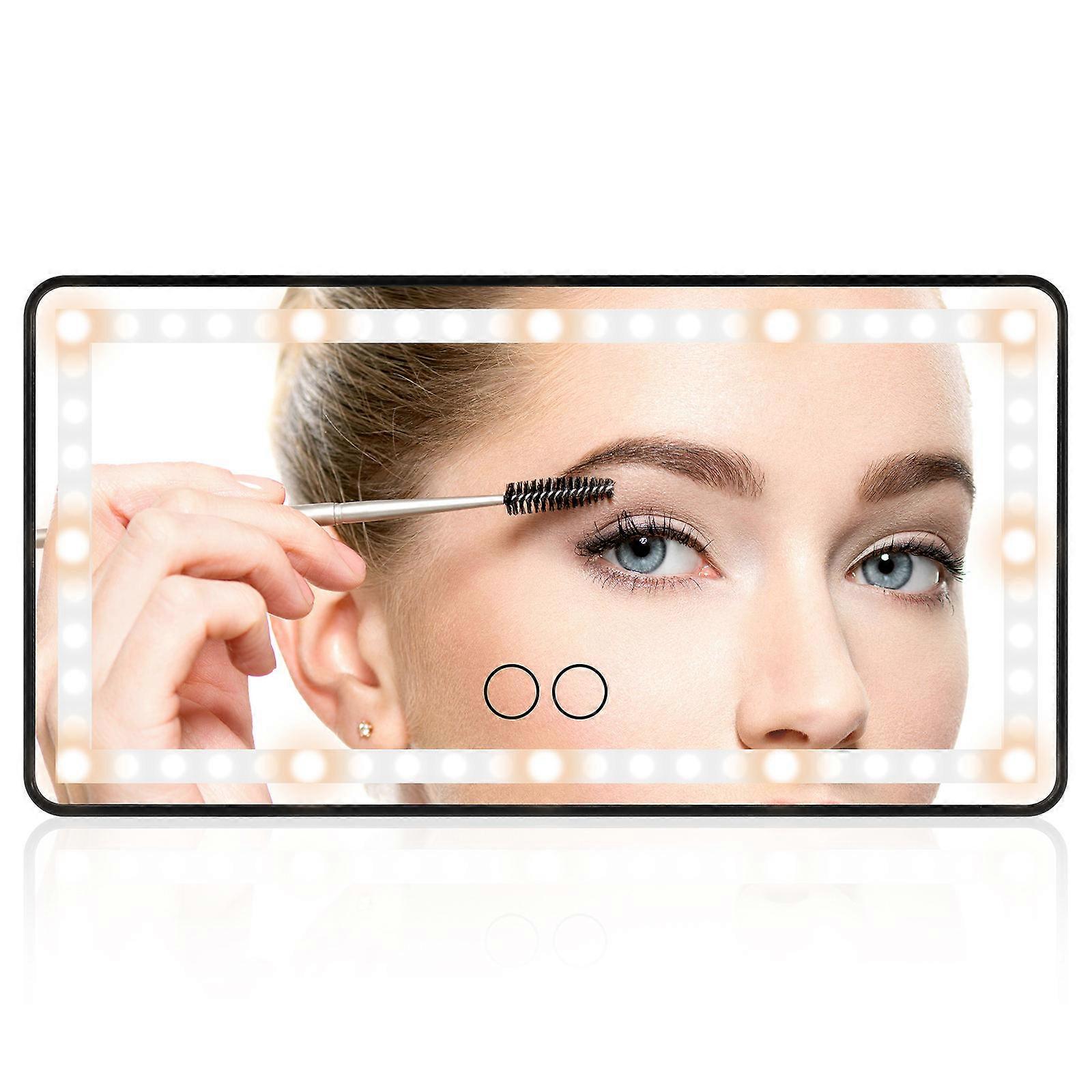 Car Vanity Mirror with Touch Screen, Lights, and Adjustable Dimming – Rechargeable Cosmetic Mirror for Visor with Elastic Strap