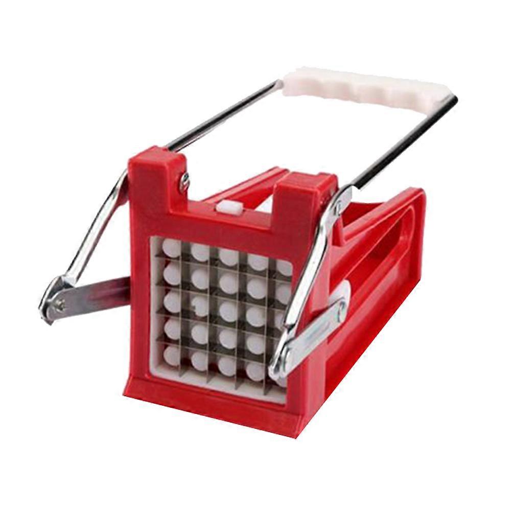 Red Stainless Steel Potato Vegetable Chopper Cutter for French Fries Carrots and Lettuce 1 Set