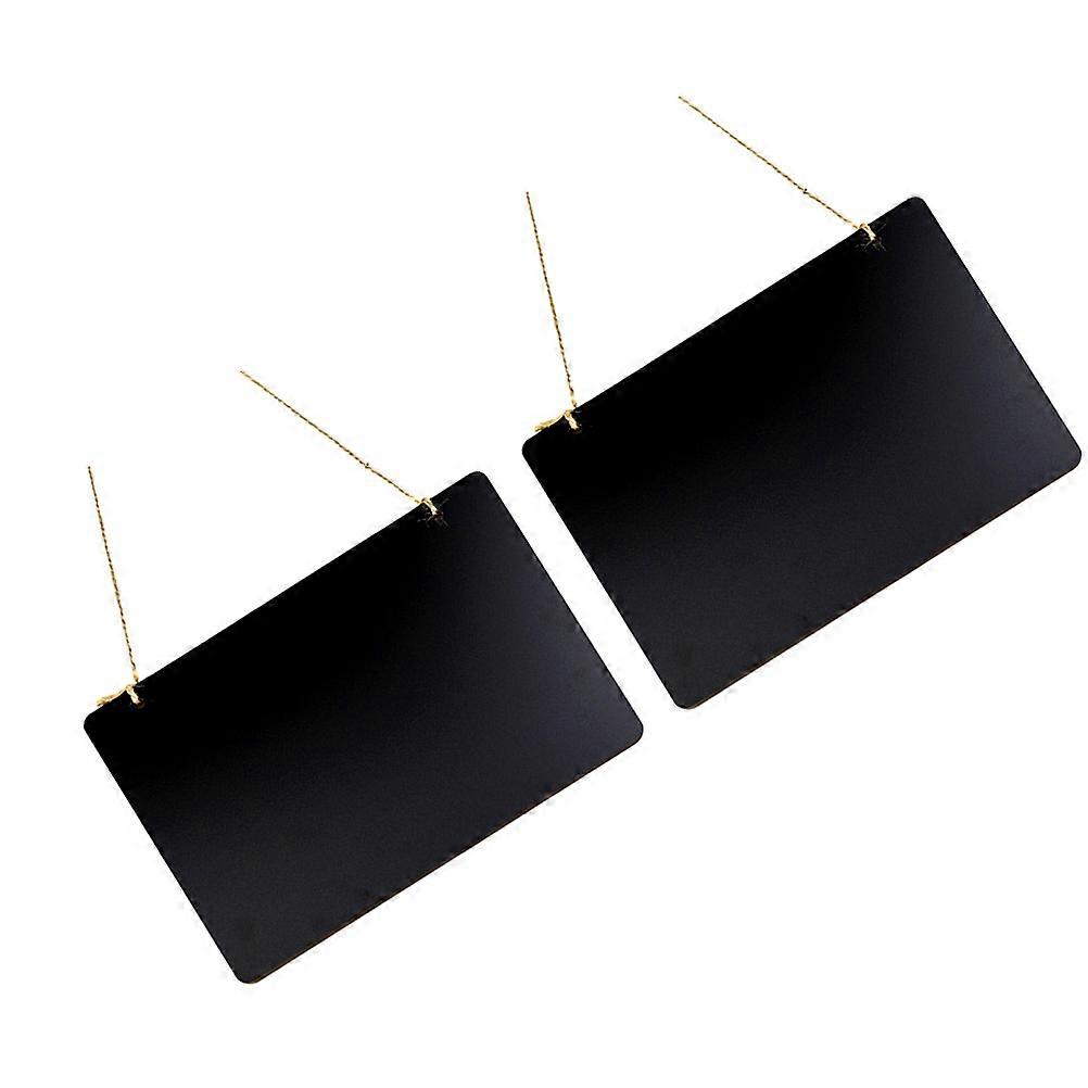 ビンテージスタイルの黒板両面レストラン用メッセージボード看板木材材料22 9x17cm 2個