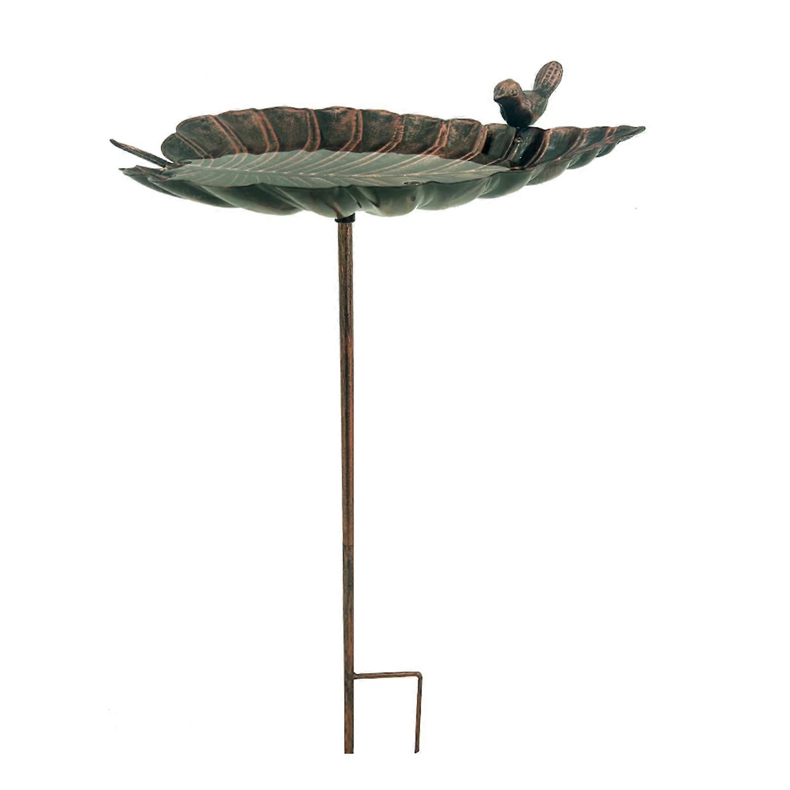 Bird Bath Vintage Style Freestanding Leaf Design For Garden Terrace Yard With 2-Pronged Base Classic Bird Feeder Station