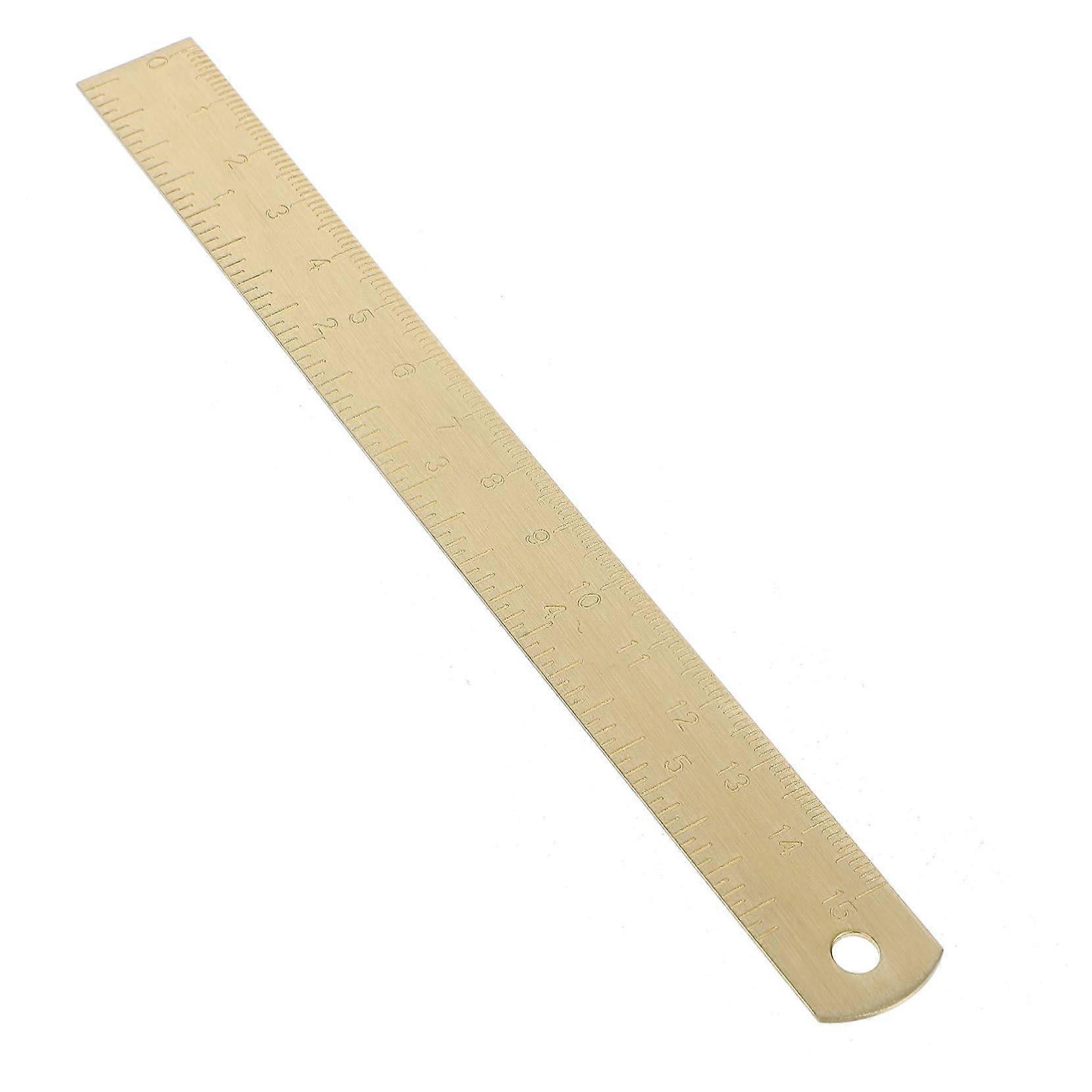 Golden Brass Ruler – Vintage Metal Ruler with Dual Scale Engraved for Precise Measurements Ideal Stationery for Math and Geometry Enthusiasts