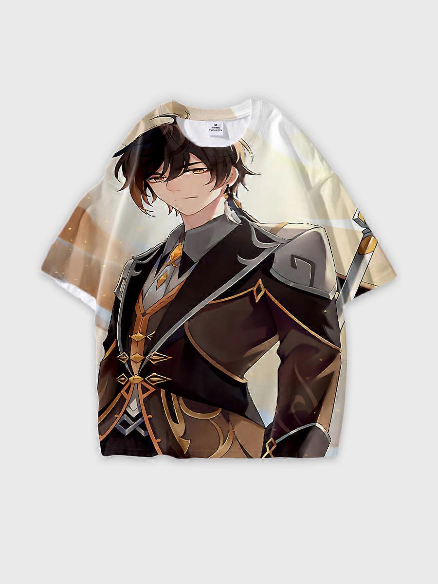 T-shirt round neck Role Pattern loose short sleeve D218