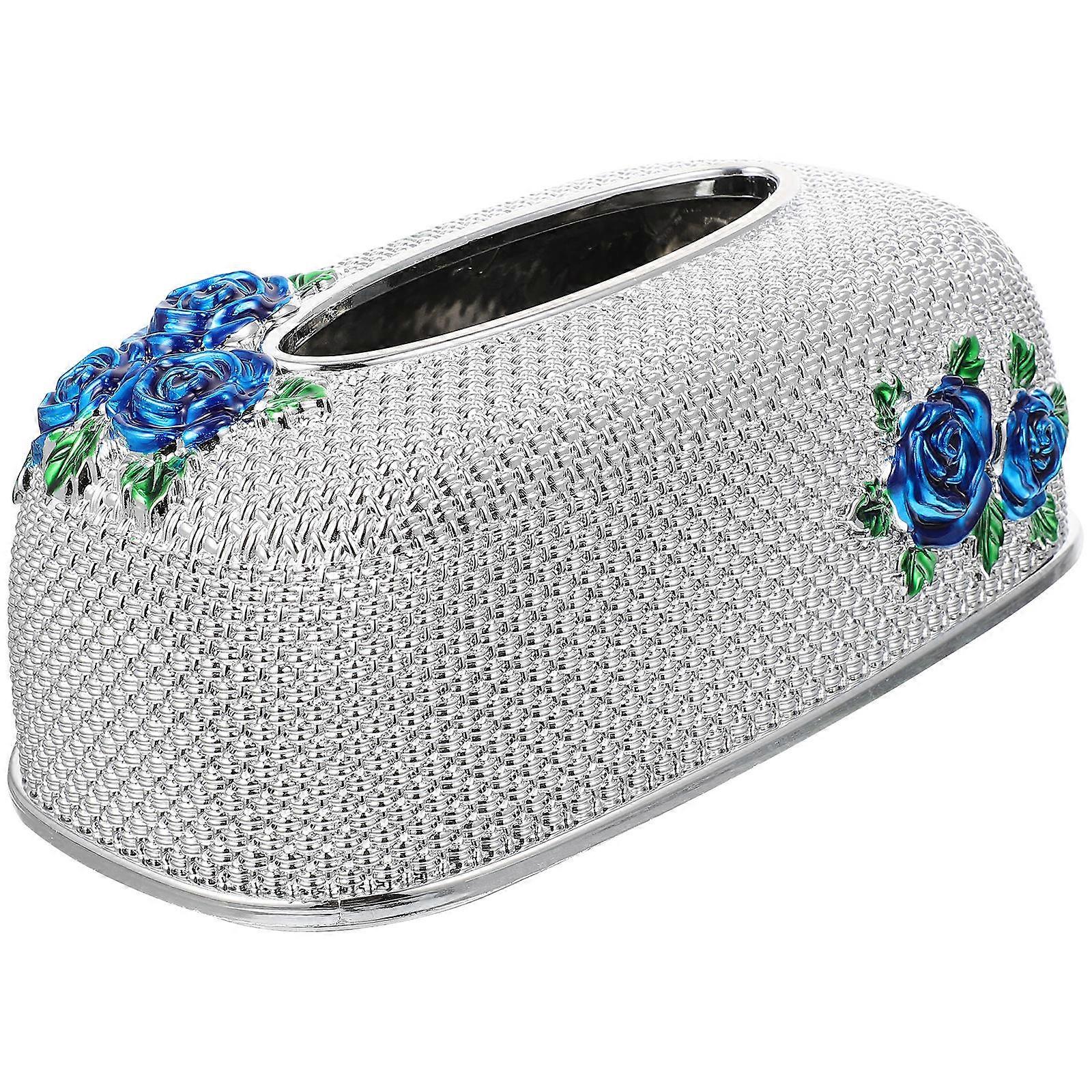 Rose Pattern Napkin Box Tissue Container Paper Holder Storage Case