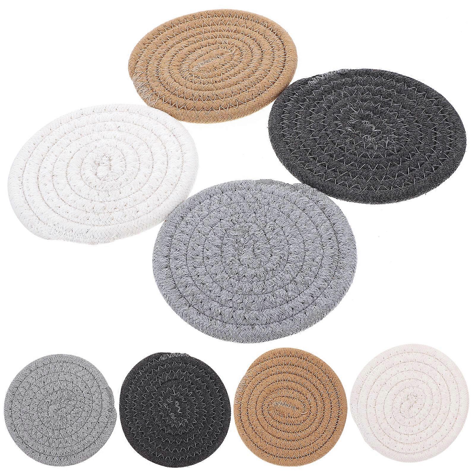 8pcs Cotton Woven Coasters for Dining Table Absorbent & Heat Resistant Cup Pads for Home, Office, and Restaurant Use