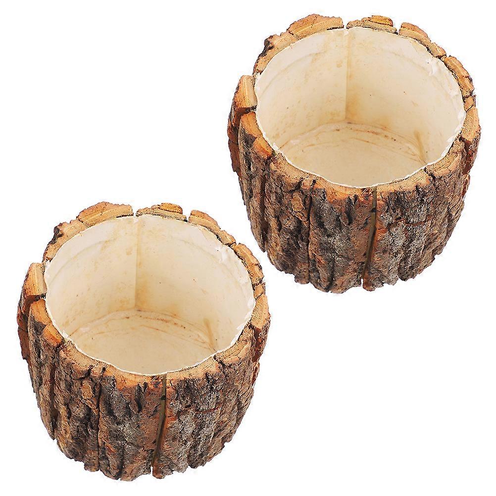 Natural Wood Flower Container for Storage Use Light Brown Simple Design 2 .5 x 4.7 Inches