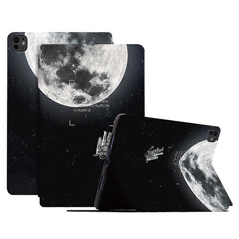 TKdaddy For iPad Pro 11 (2024) Case Leather Stand Smart Tablet Cover Astronaut Pattern Moon Astronaut