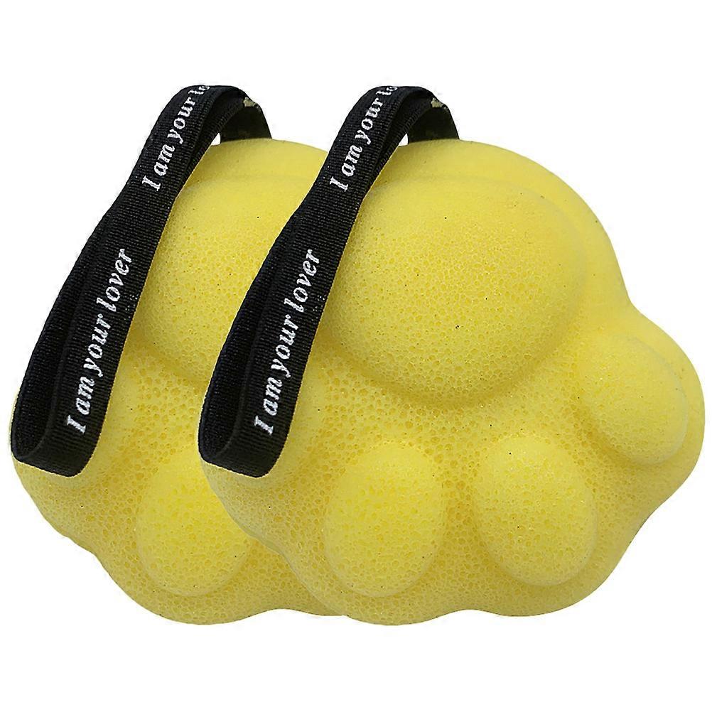 Yellow Sponge Bath Brush for Home Use Ergonomically Designed Body Scrubber with Rope 2Pcs