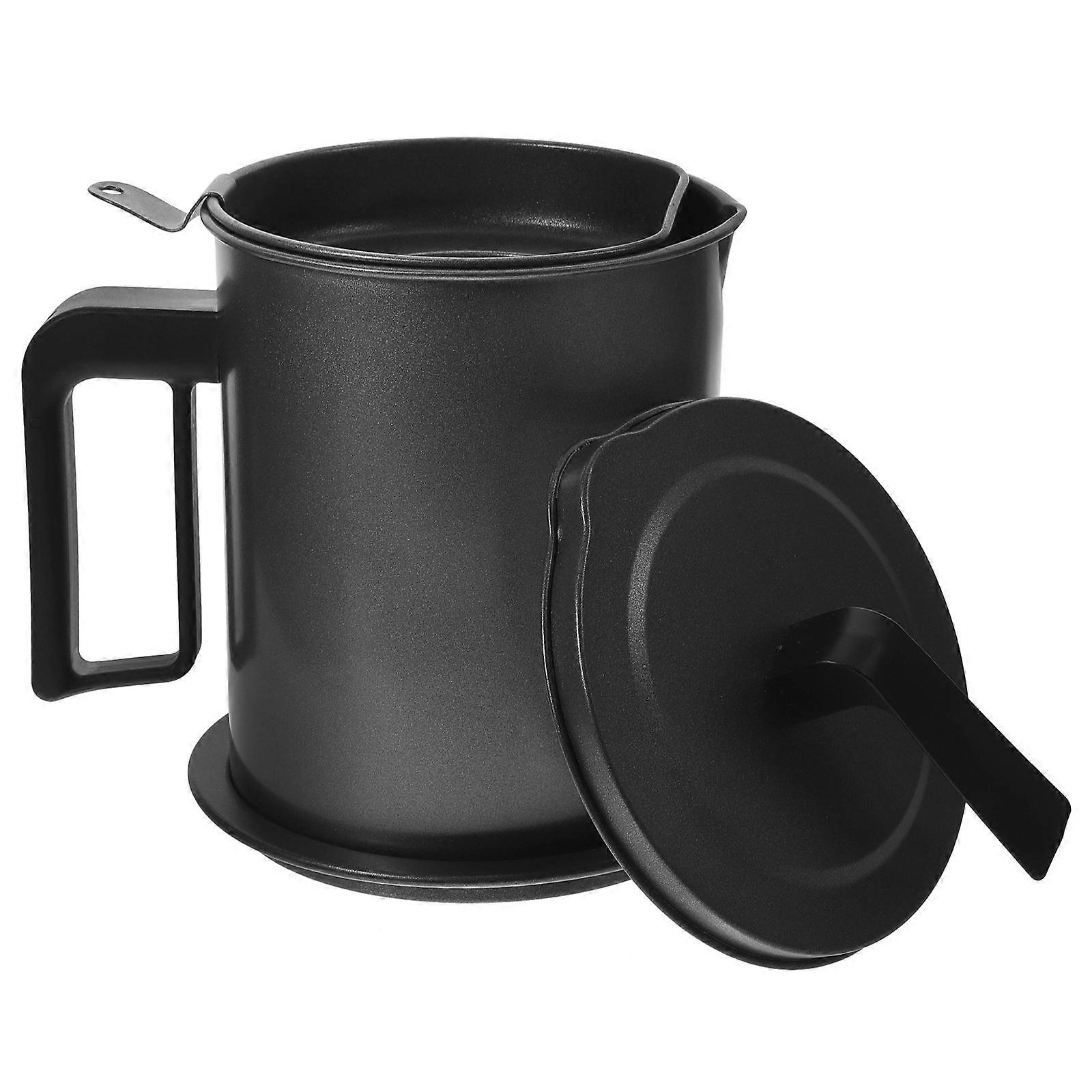 Stainless Steel Oil Jar Modern Design Cooking Oil Filter Pots For Home Cooking Grey Color Fat Separation 1.5L 1Pack