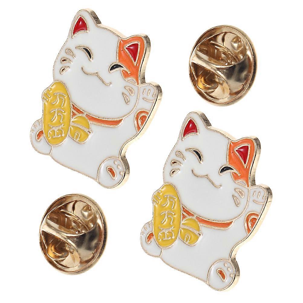 Cute Cat Brooch Pin with Adorable Cartoon Design Made from Sturdy Alloy for Decor Multi Color 2pcs