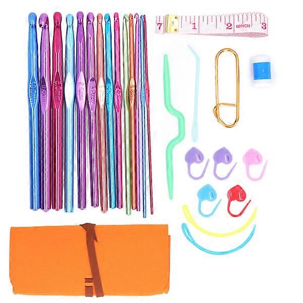 27 قطعة الكروشيه هوك كيت ، محمول ، ملون ، بسيط الألومنيوم الكروشيه هوك ، أداة الحياكة اليدوية المصنوعة يدويا