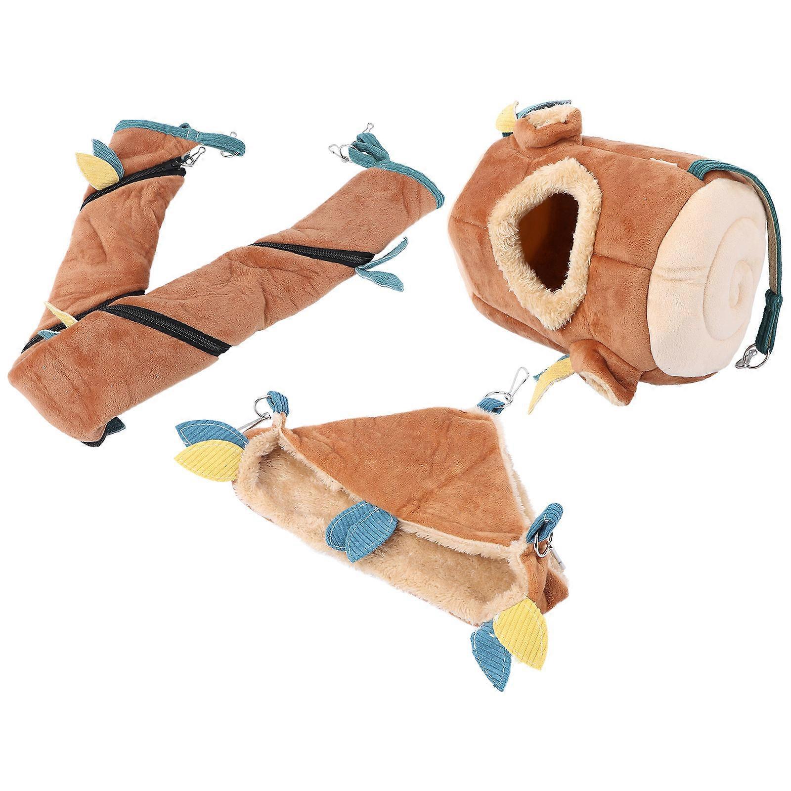 Pet Cage Hammock Soft Hanging Cage Accessories Leaf Design Hamster Swing Hammock Winter Use Plush Material Sleeping 3Pcs