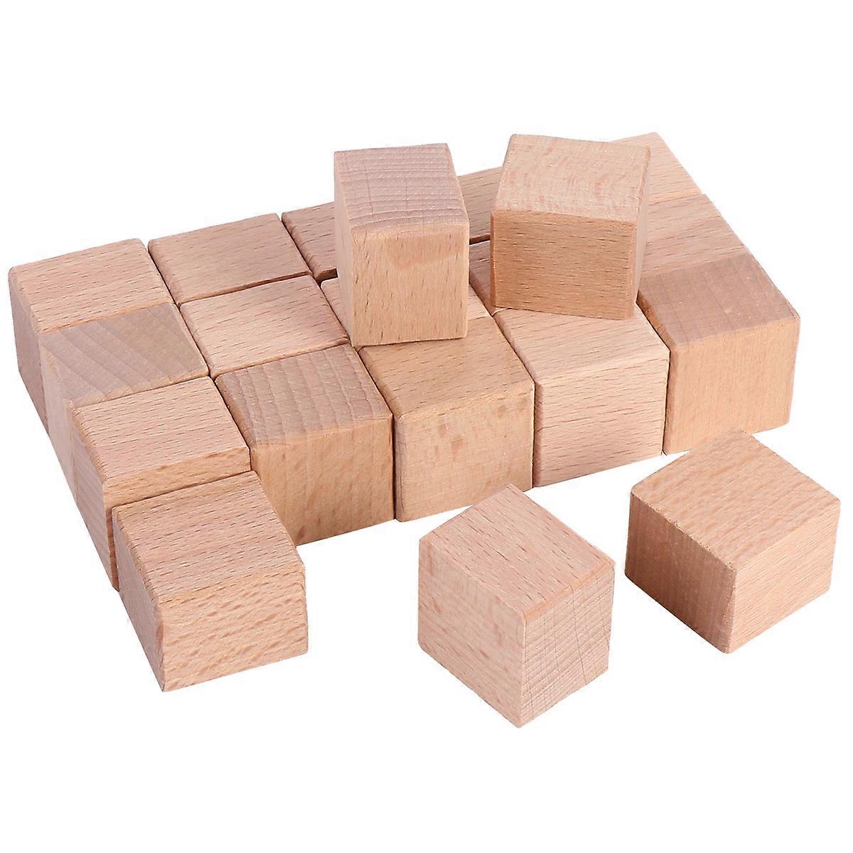 20Pcs Wood Block Blank Scrapbooking For DIY Lovers Light Brown Engraving Mounts