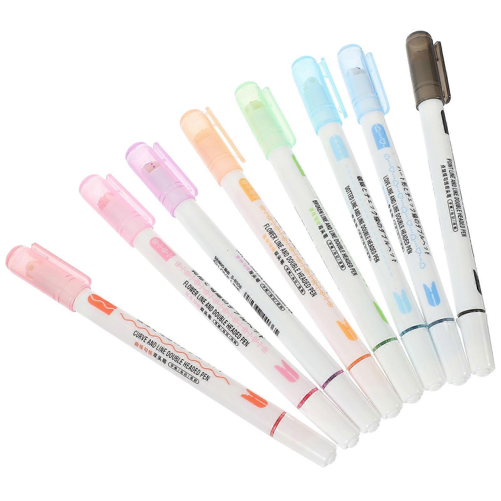It looks like you're referring to a product listing for **"8pcs Floral Curve Pens / Tip Markers"** — likely used for **note taking, scrapbooking,
