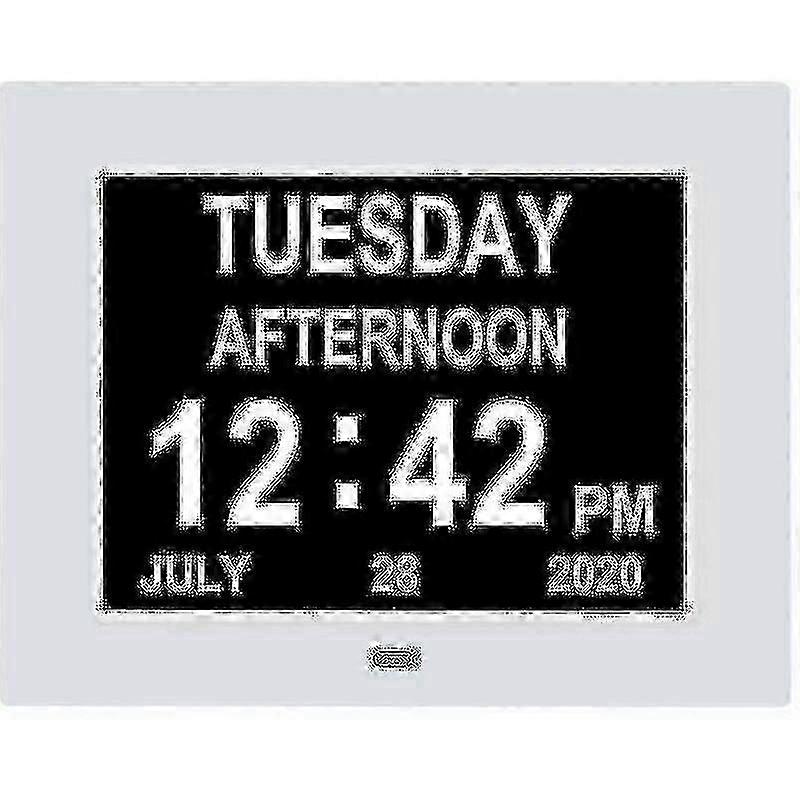 Digital Clock Calendar - Large Clear Display of Unabbreviated Time and Date