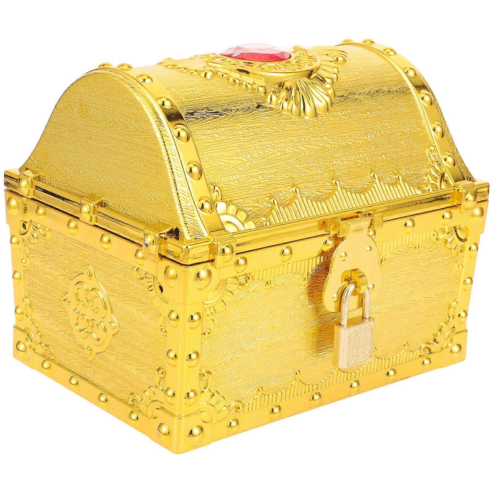 Retro Pirate Treasure Chest Trinket Box – Compact Decorative Organizer for Birthdays, Halloween & Party Favors – Mini Gift Box with Gemstone Design