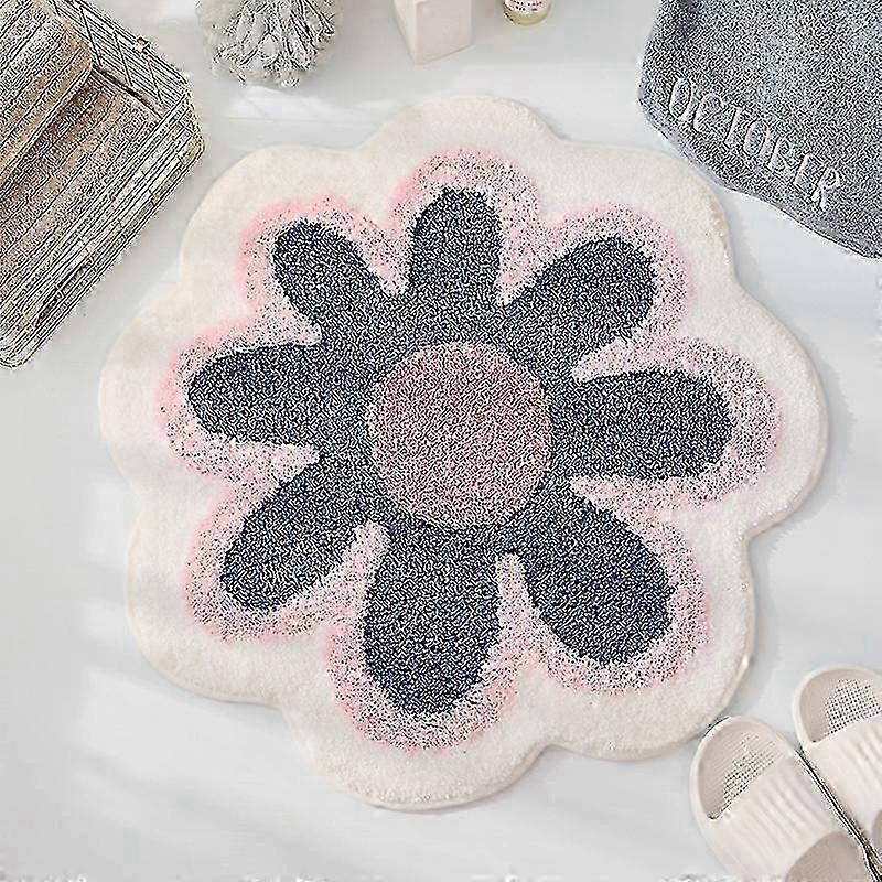 Thick and Absorbent Cashmere Flower Patterned Round Area Rug