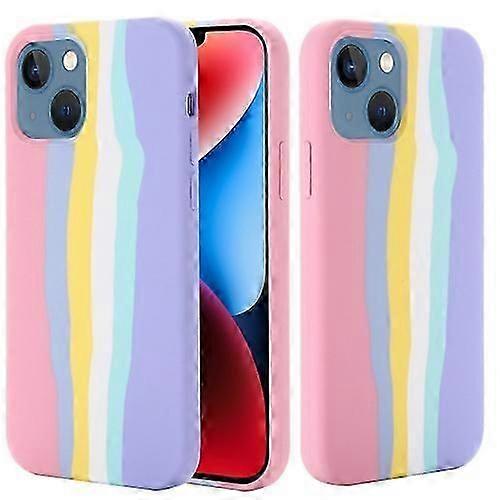 For iPhone 15 Rainbow Liquid Silicone Mobile Phone Case