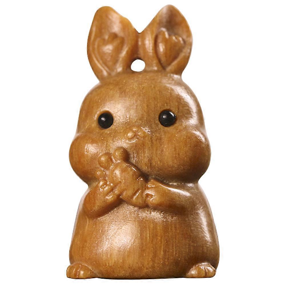 Brown Synthetic Rabbit Ornament with Hanging Hole for Decoration Use Bunny Holding Statue