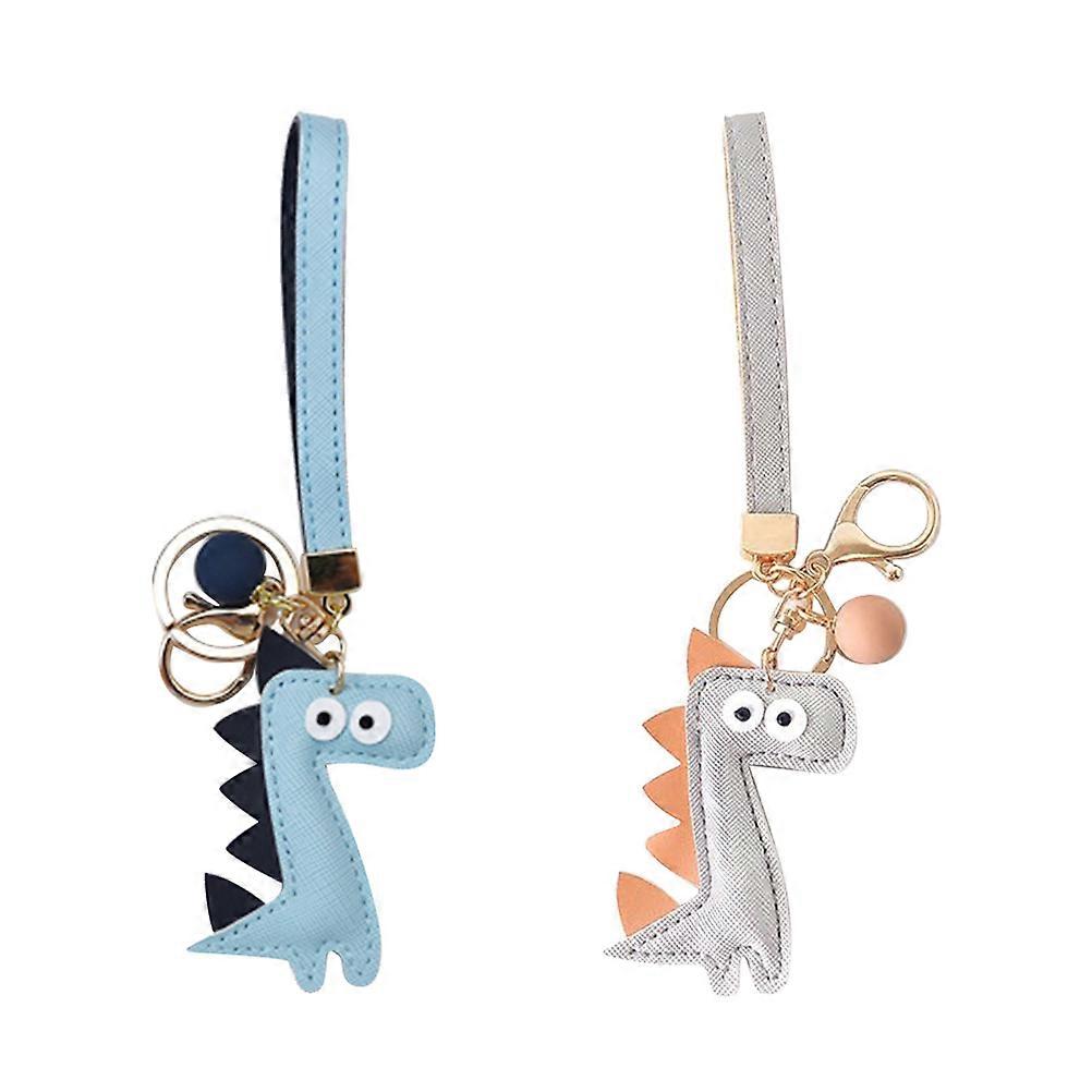 2pc Adorable Dinosaur-Shaped Keychain Creative Bag Pendant PU Assorted Color Small Gift for