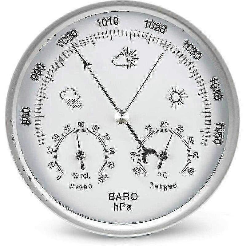 Analog Dial Weather Station Barometer with Thermometer & Hygrometer - Atmospheric Pressure Measurement with Simple Readability