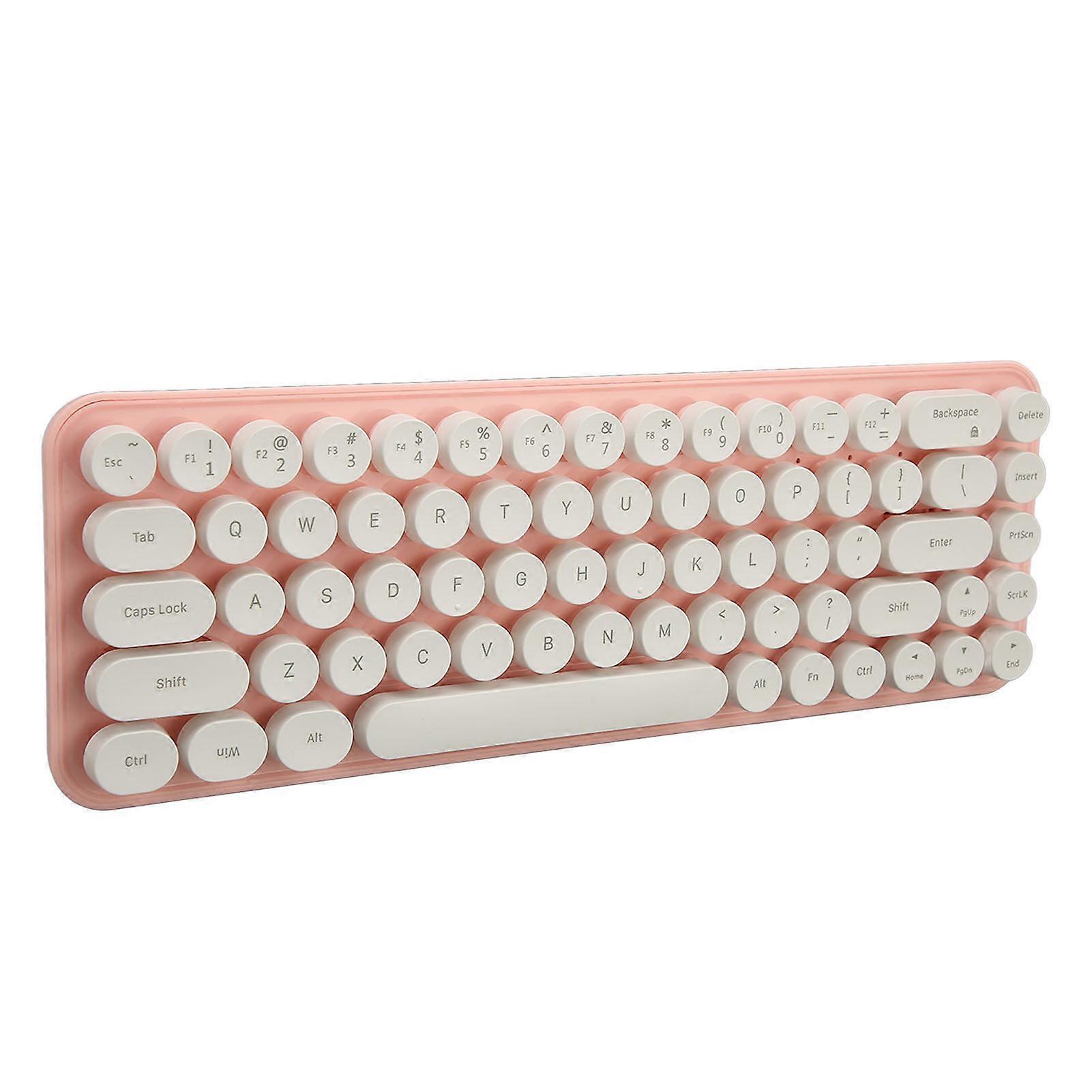 Wireless Keyboard Mouse Combo Mini Portable Retro Silent 2.4G Wireless 68 Keys Office Keyboard Mouse Set White Pink 