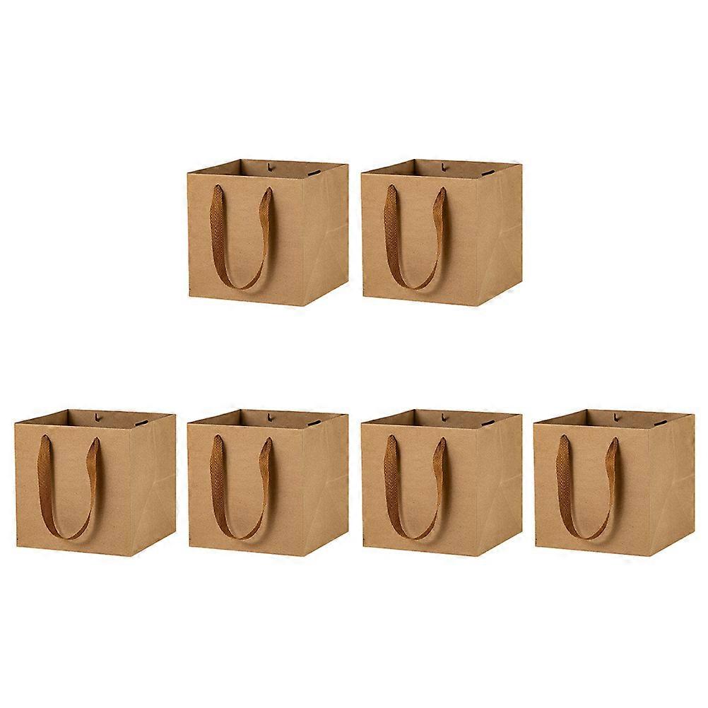 6PCS Brown Kraft Paper Bags for Storage Square Design Strong Durable Portable Practical 6pcs