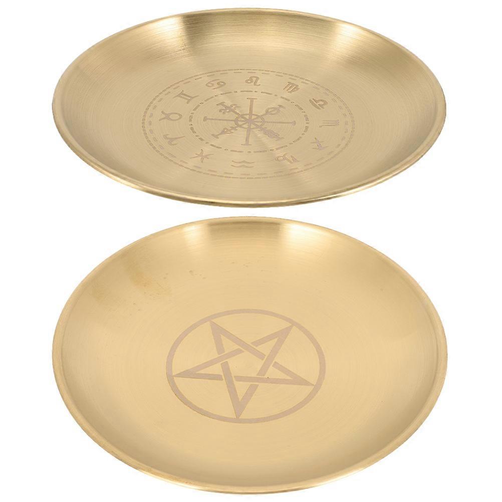Golden Brass Storage Tray for Jewelry and Accessories with Smooth Surface 2pcs 6.3x1.2in