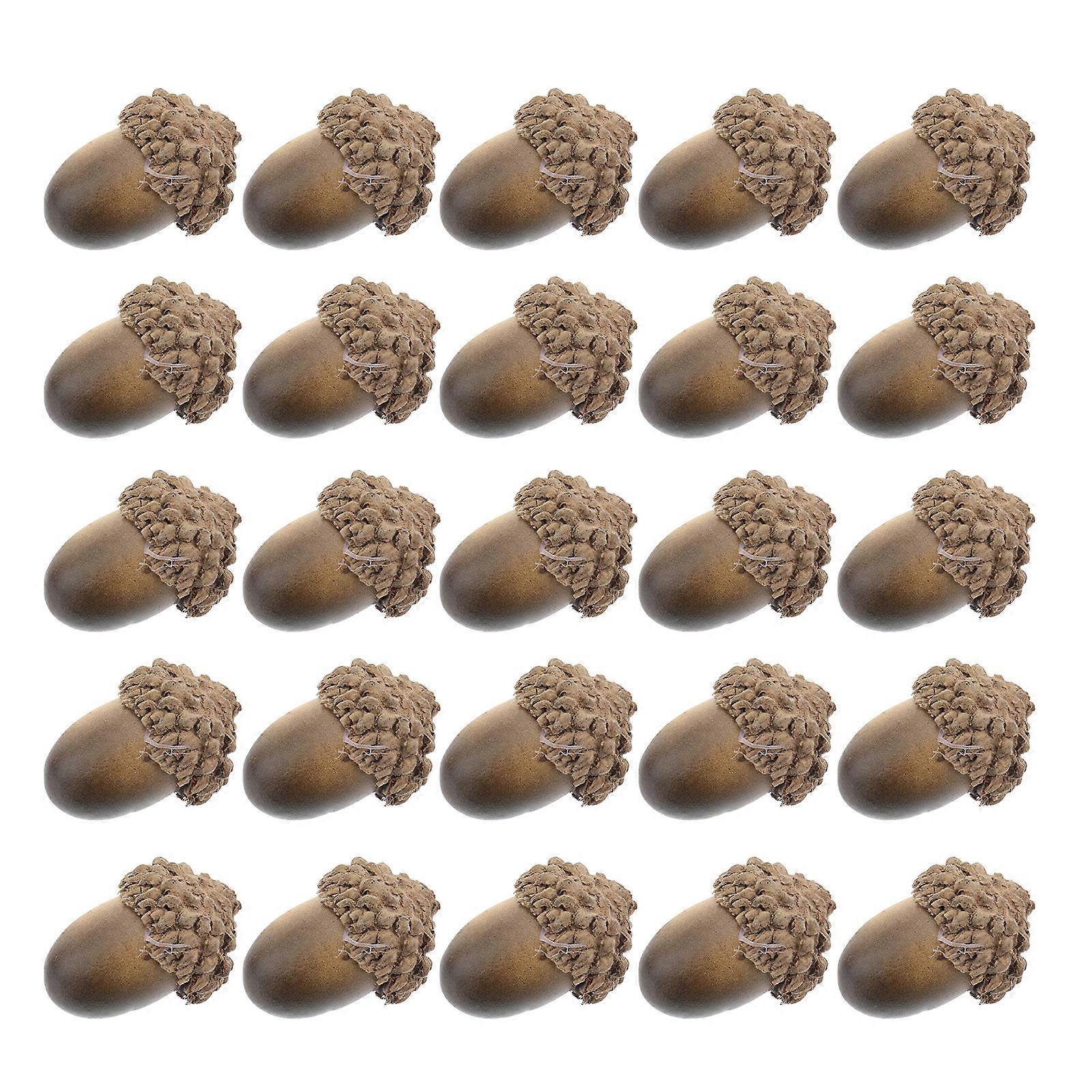 Lifelike Artificial Acorns Decorative Foam Nuts for Home Party Decoration Khaki Color 50 Pieces