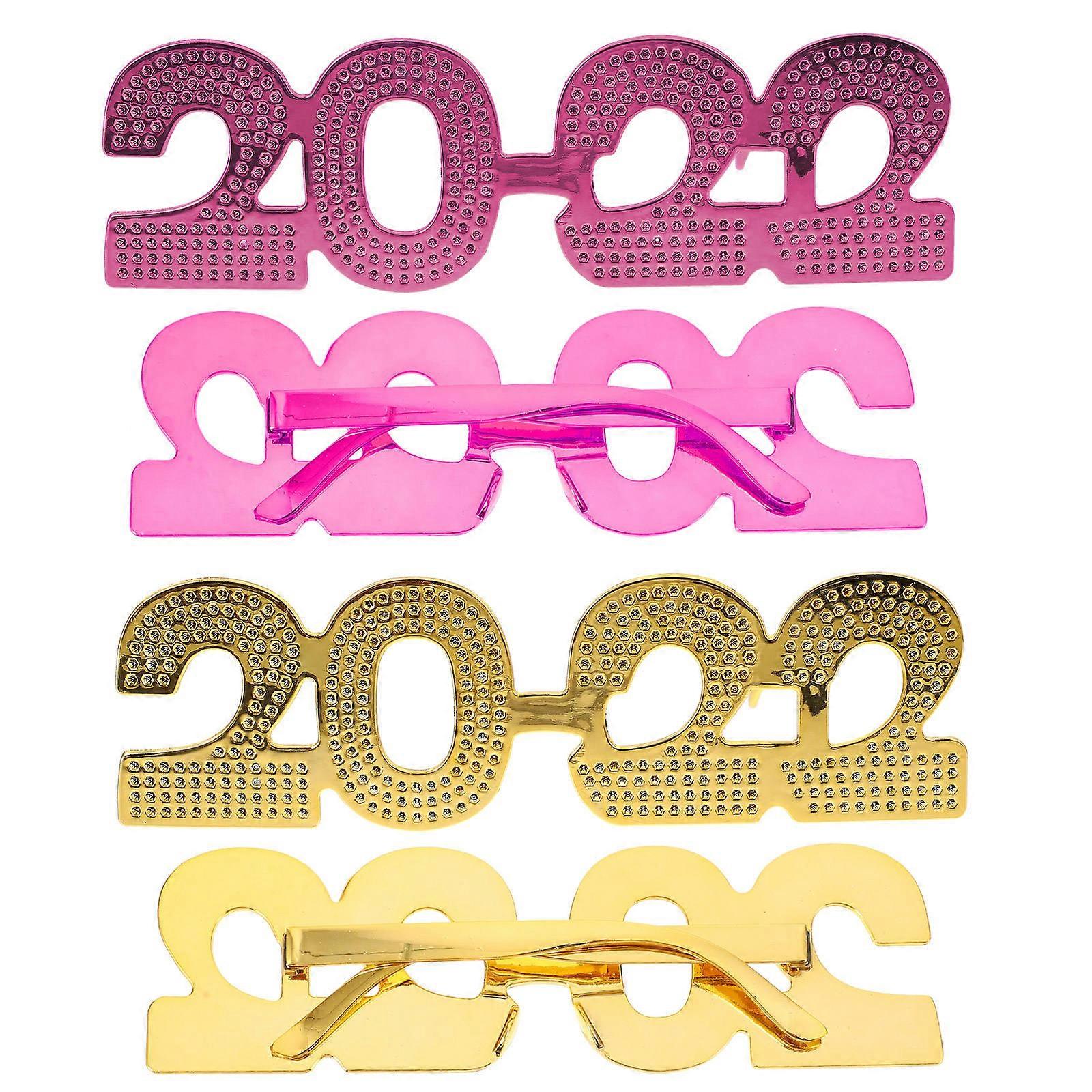 4Pcs New Year Celebration Party Glasses Assorted Color Cute Round Costume Accessory for Memorable Events