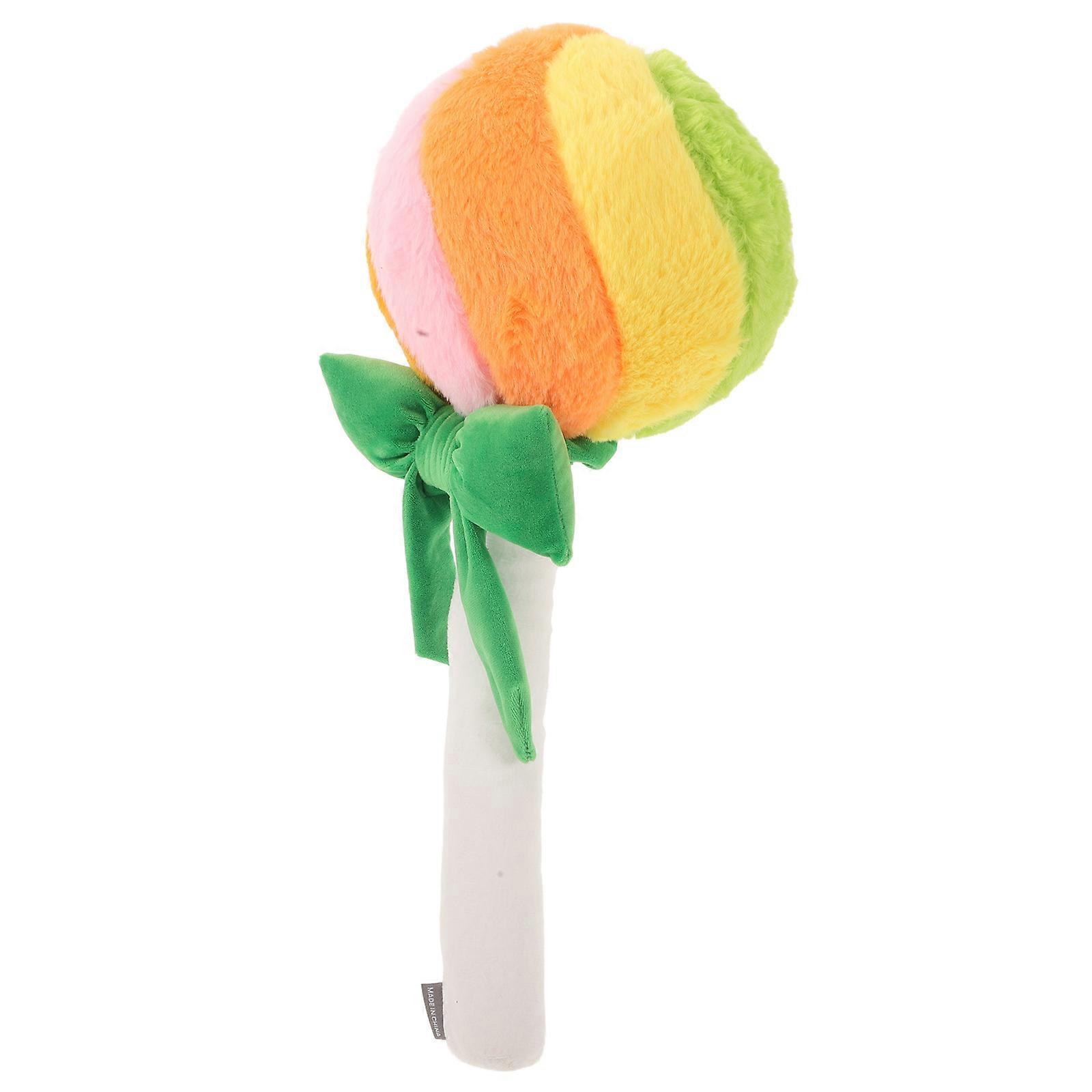 Candy Plush Pillow in Green Lollipop Shape with Red Bow for Home Decor and Comfort 12.5 x 8.5 inches