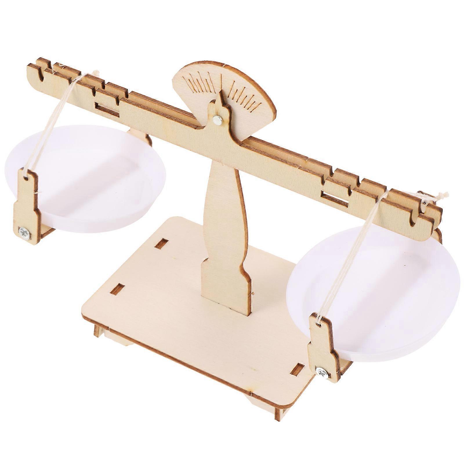 Wooden Balance Scale Toy for Kids Science Projects and Decoration Khaki Color Safe Design 1 Set
