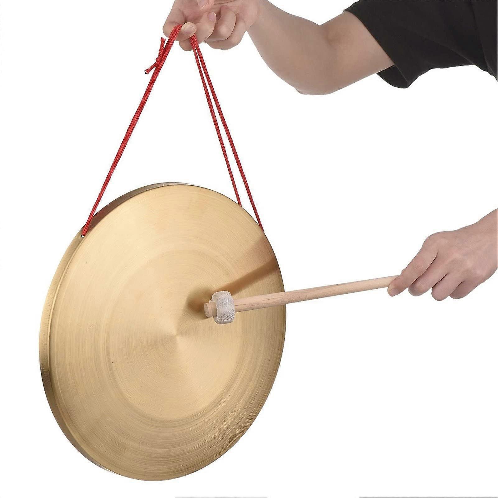 32 cm Hand Gong Cymbals Brass Copper Gong Chapel Opera Percussion Instrument Round Game Hammer