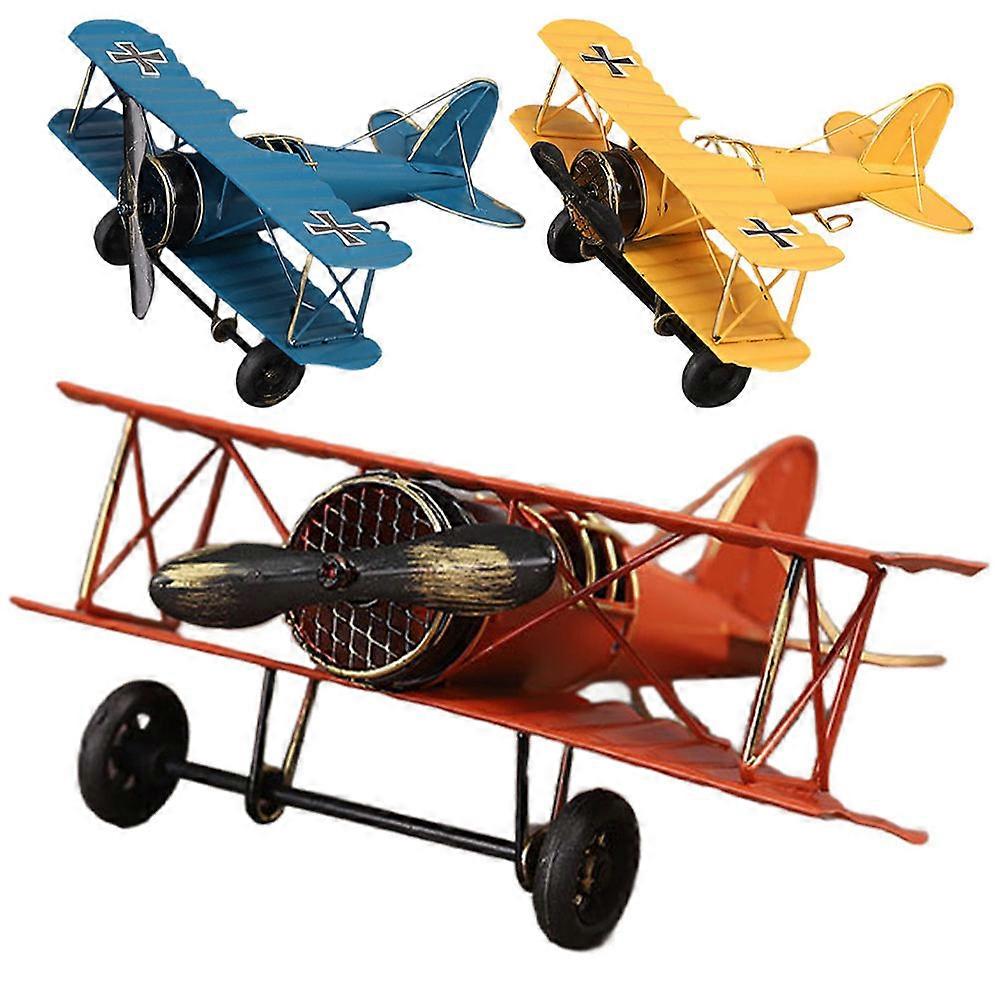 3Pcs Retro Aircraft Model Metal Plane Gift Photography Prop Assorted Color For Plane Enthusiasts