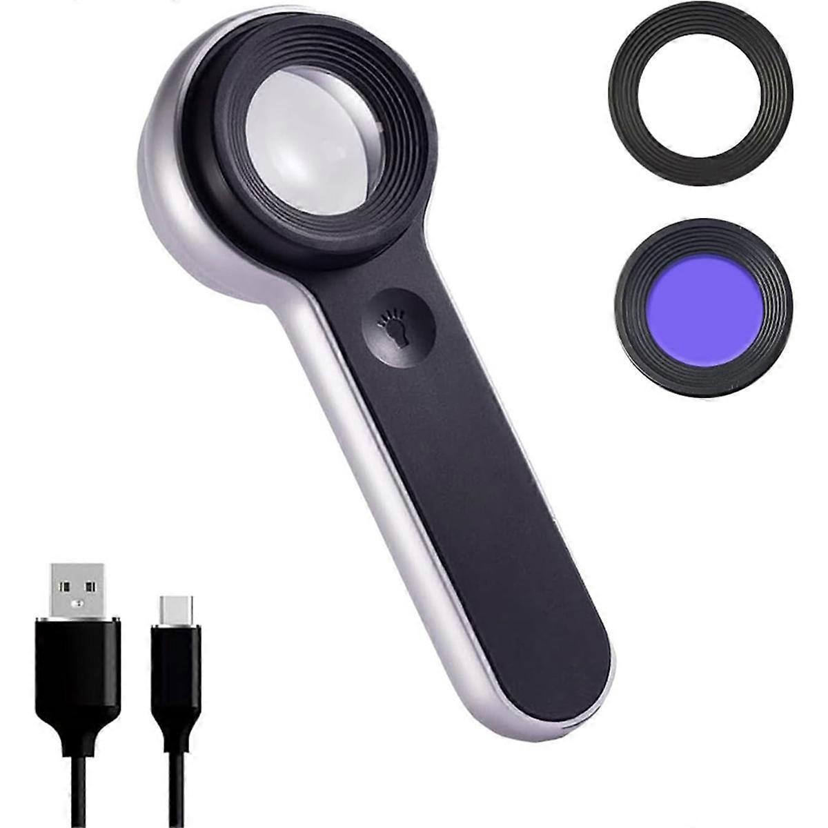 Handheld Magnifier Loupe 60x with UV and LED Lights