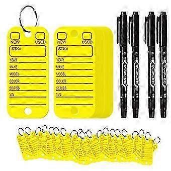 PVC Tags with Labels and Rings, Car Key Tags for Organization, Identifiers, and Luggage Tags with