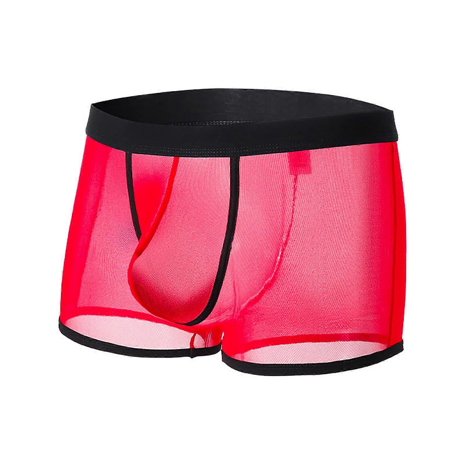 Boxershorts Men See Through Transparent Mesh Red Size M Underwear