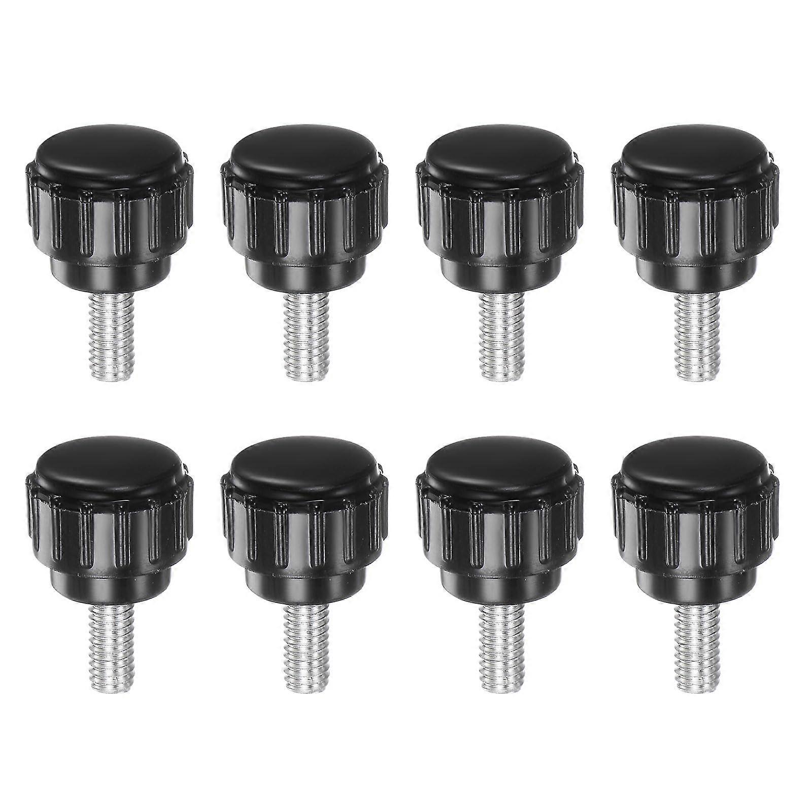 M4 x 10mm Metric Thread Knurled Tension Knobs Black Plastic Round Head Screws Pack of 8 for Hand Tool Applications