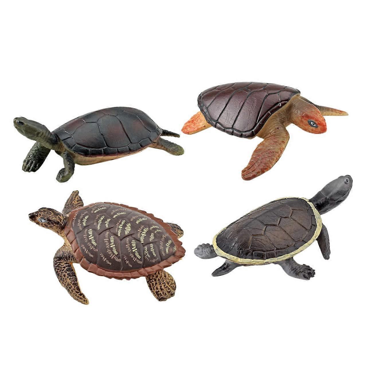 Turtle Statues Realistic Plastic Turtle Models For Desk And Garden Decor Adds Charm 4-Piece Set Green