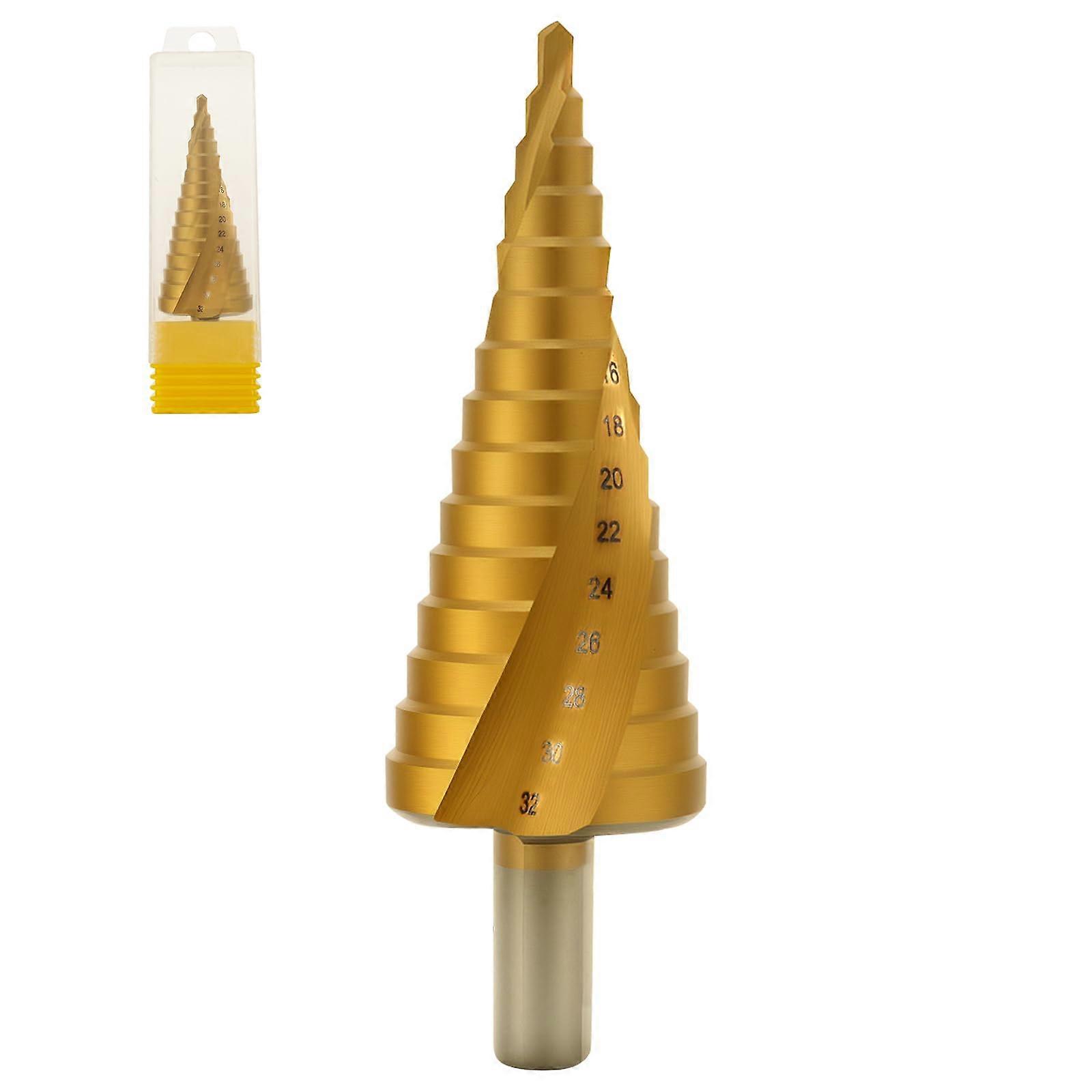 HSS Step Drill Bit 4-32 mm Titanium-Coated, Double-Helix Cone Drill Countersink, For Metal Wood Plastic