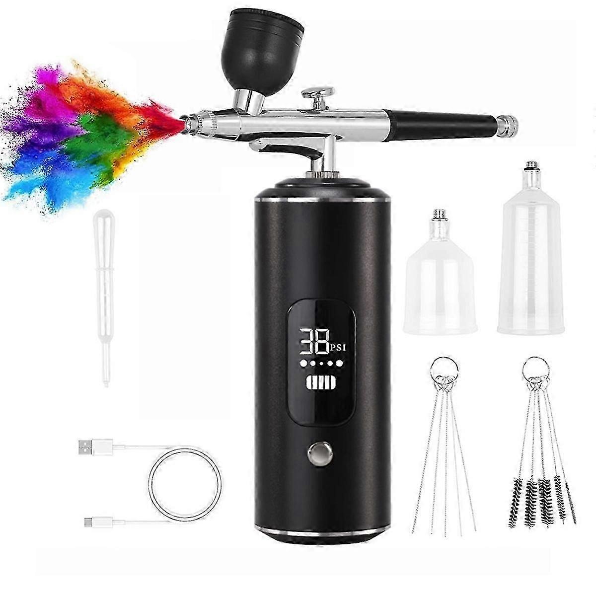 Portable airbrush with compressor for creative painting tasks