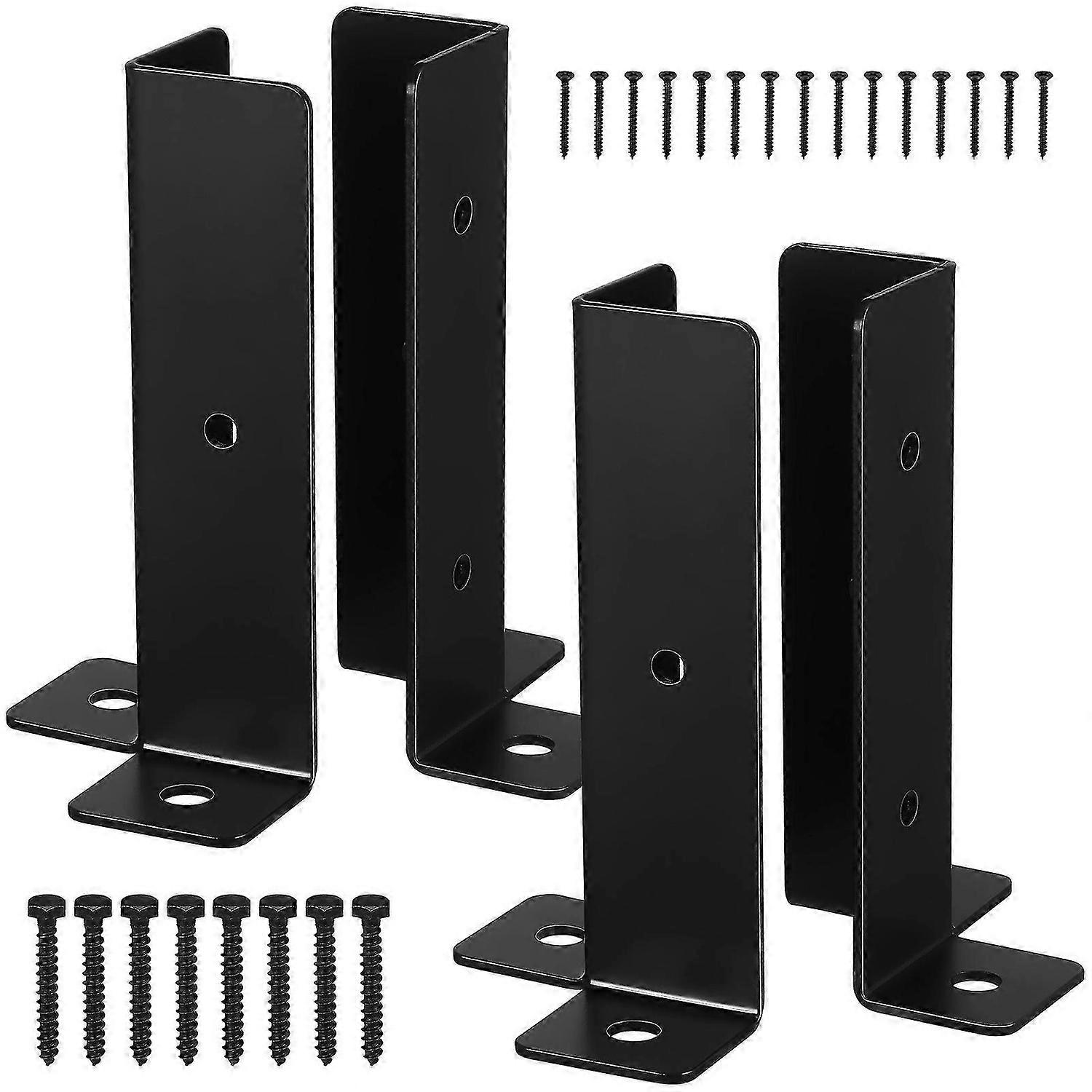 4pcs Post Base Brackets Deck Post Support Brackets Fence Post Base Porch Railing Post Holding Bracke