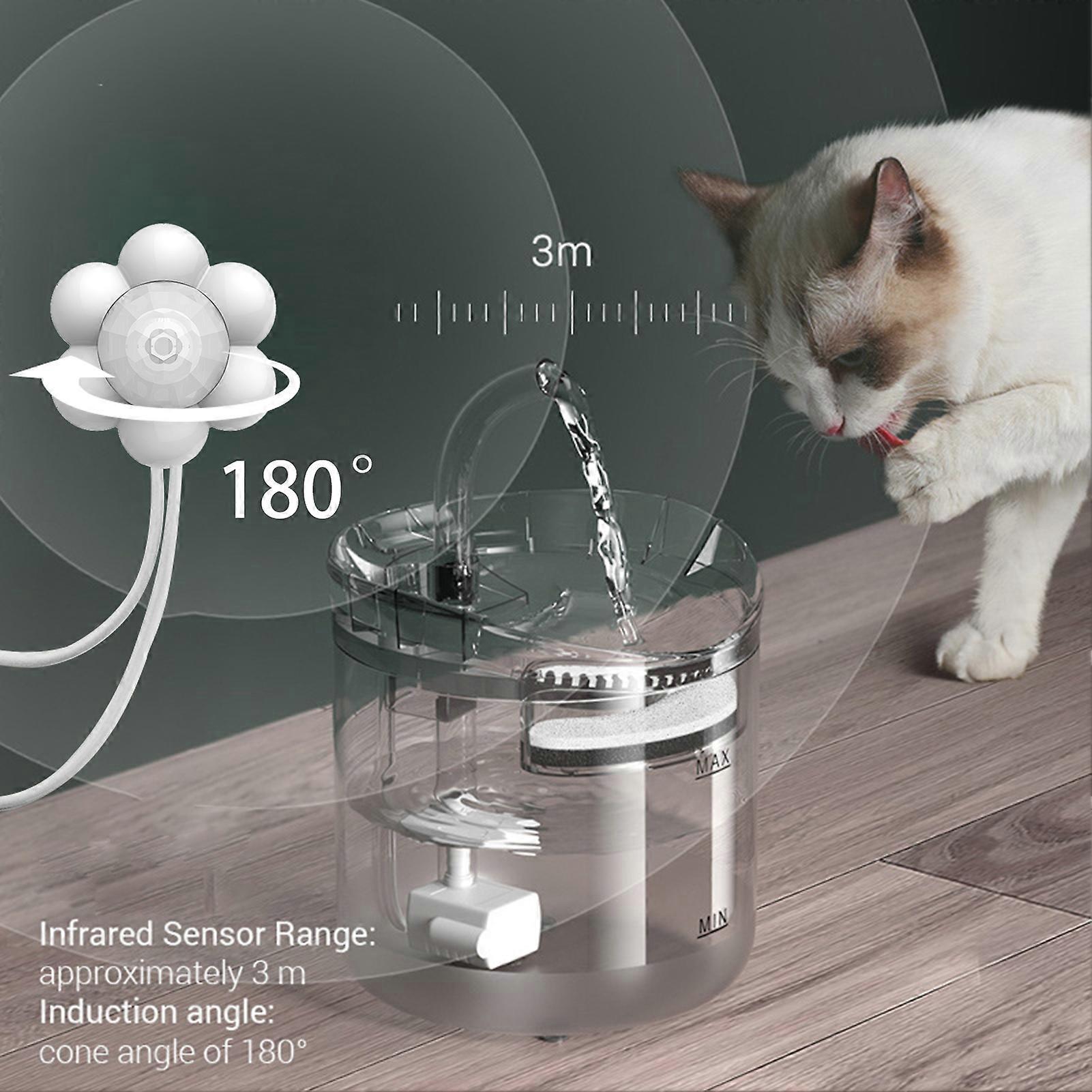 Cat Water Fountain, Dog Water Dispenser, 2L Super Quiet Automatic Pet Drinking Fountain 2 Water Flow Modes for Cats, Dogs, Multiple Pets
