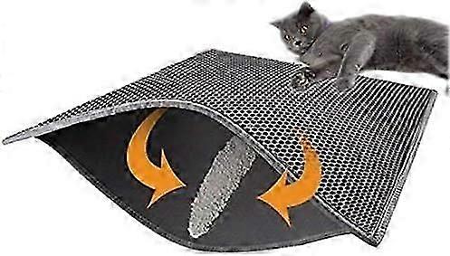Cat Litter Mat, Foldable Double Layer Honeycomb Waterproof Cat Feeder Floor Protection Mat and Mat