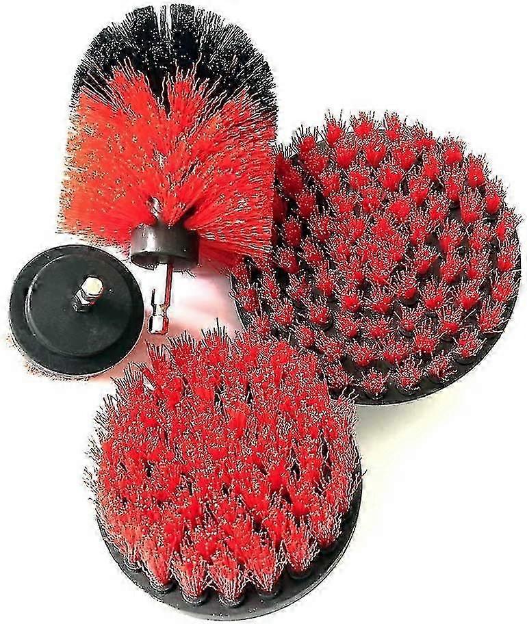 Brush Set (set Of 4) For Cleaning Tubs, Sinks, Baseboards, Shower Screens And Pool Tiles (set Of 4) Red