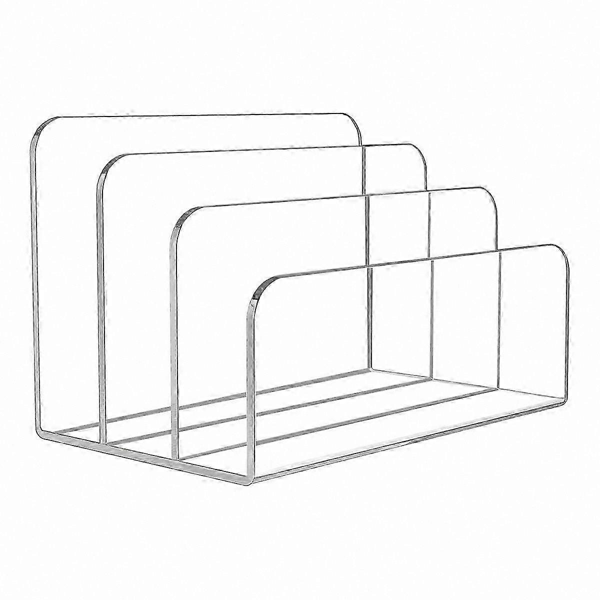Transparent Acrylic Desk Organizer with 3 Compartments for Documents Books and Letters Includes Bookends and Stands