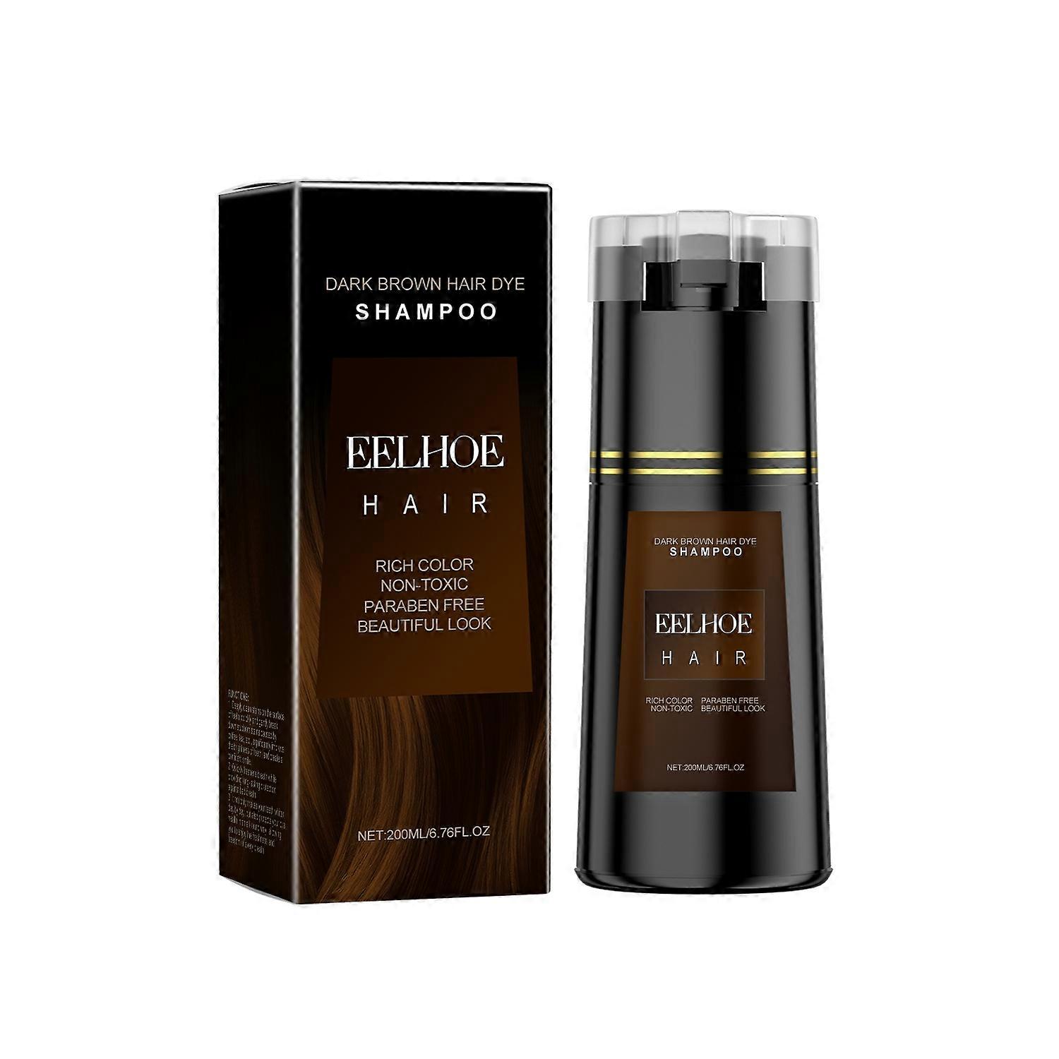 1-6x EELHOE Plant-Based Multi-Color DIY Hair Dye Shampoo Gentle Coloring Hair Care 200ml - Brown