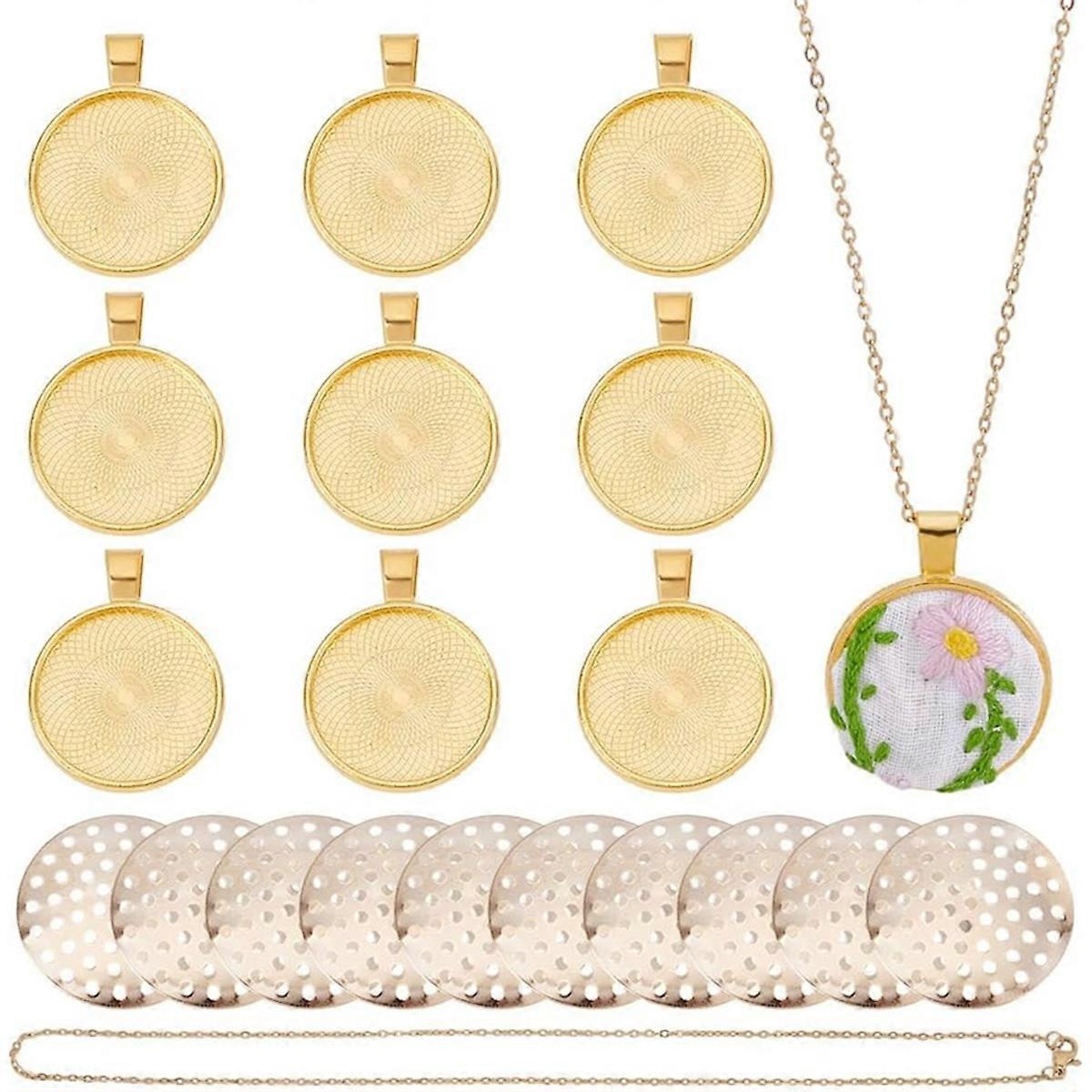 10 Pcs Round Bezel Pendant Trays, Cabochon Pendant Setting Bezel Blanks Setting Cabochon for Photo