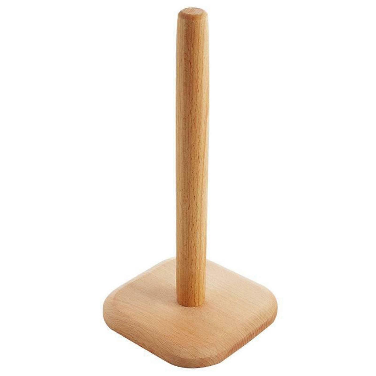 Wooden Paper Towel Holder Stand for Kitchen Countertop with Square Base