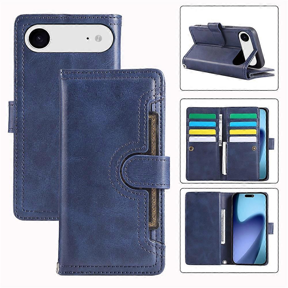 Compatible For iPhone 17 Air Case Split Leather Magnetic Wallet Phone Protector with Wrist Strap